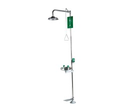 Chuveiro Com Lava-Olhos De Emergência Em Aço Inox Polido Com Acionamento Manual Com Pedal - CL-052 F